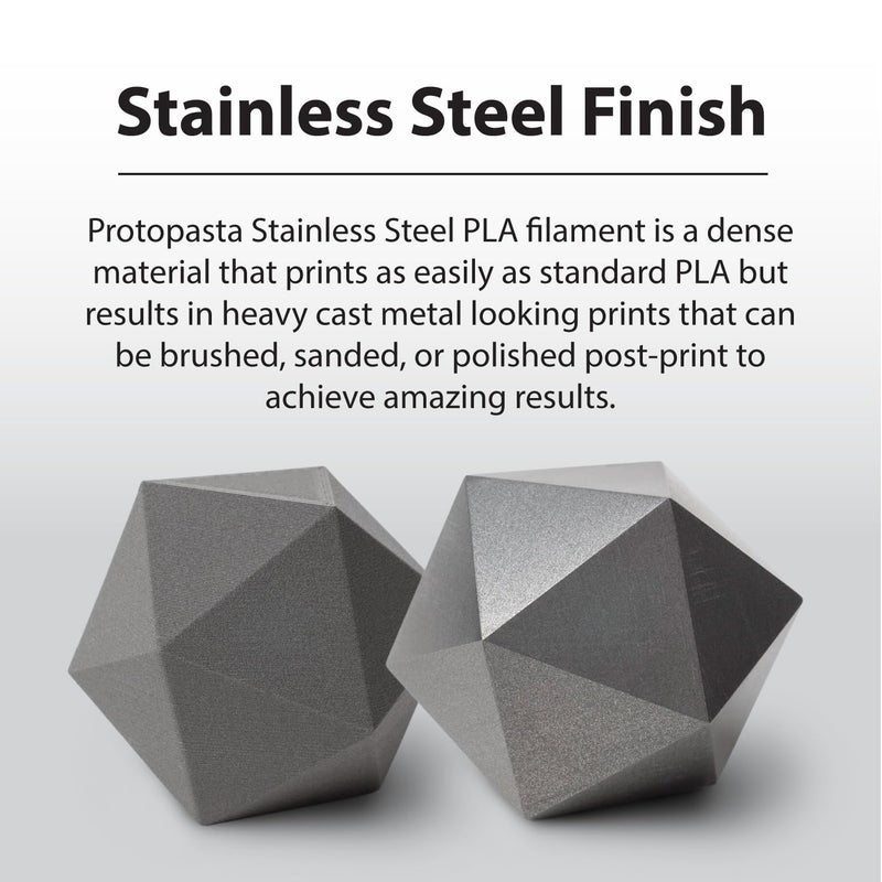 Proto-Pasta Protopasta Stainless Steel Filled PLA 3D Printer Filament | ProtoPlant Metal-Filled PLA Plastic Printer Filament with 60% Steel | Polish and Patina Friendly Metal Composite Filament | 500g Spool - Image 3
